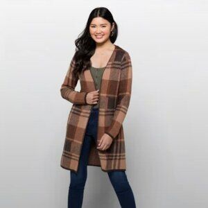 Chic Plaid Open Front Cardigan